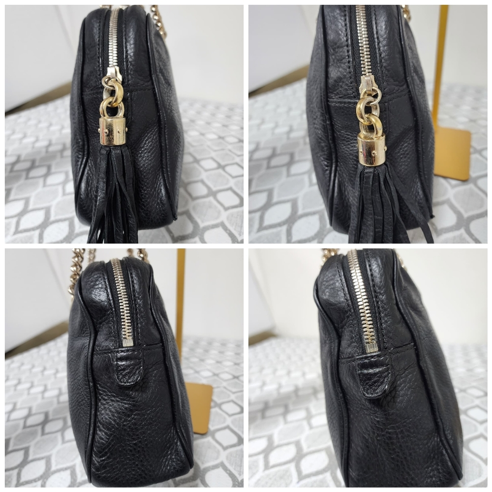 GUCCI Pebbled Leather Soho Chain Shoulder Bag Black - Picture 8 of 16